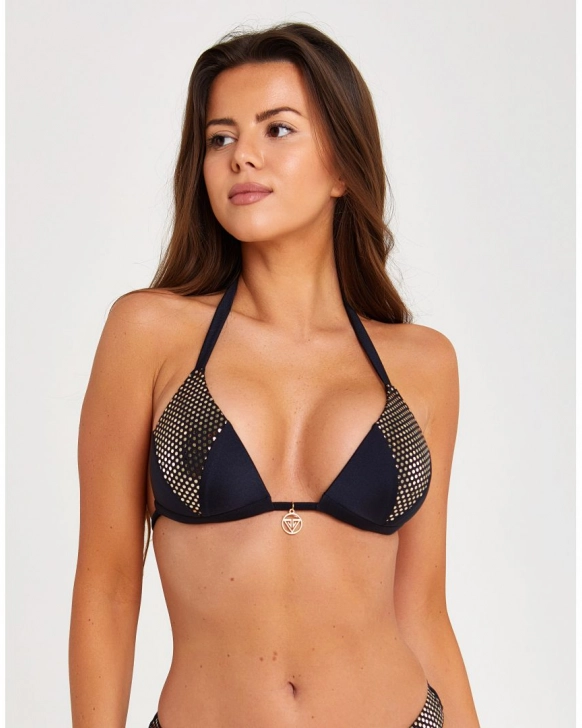 Push-up triangle bikini top with shiny glitter