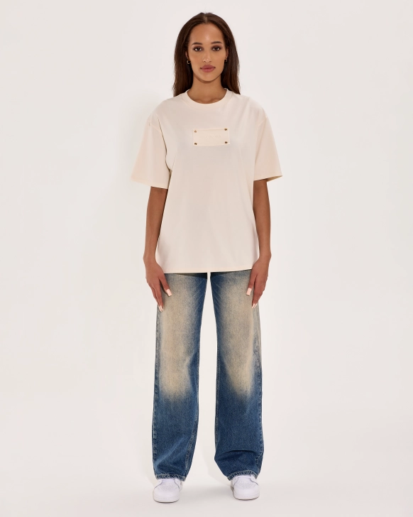 T-Shirt Oversize Con Etichetta Ricamata