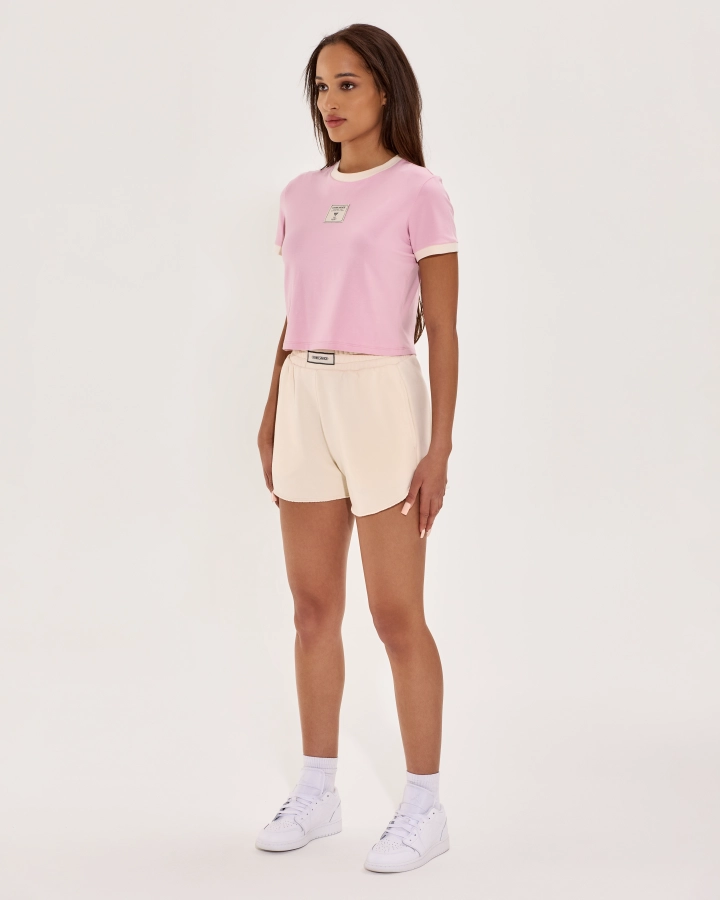 Kurzes T-Shirt Mit Kontrastdetails
