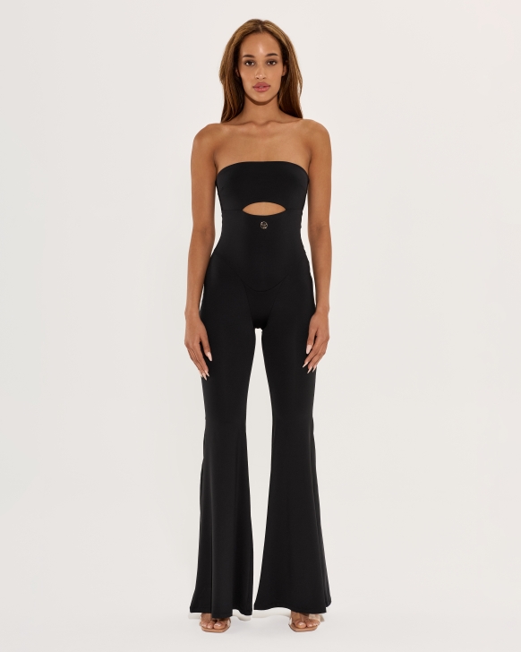 Strapless Bodycon Jumpsuit – Flared Leg