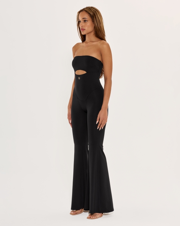 Strapless Bodycon Jumpsuit – Flared Leg