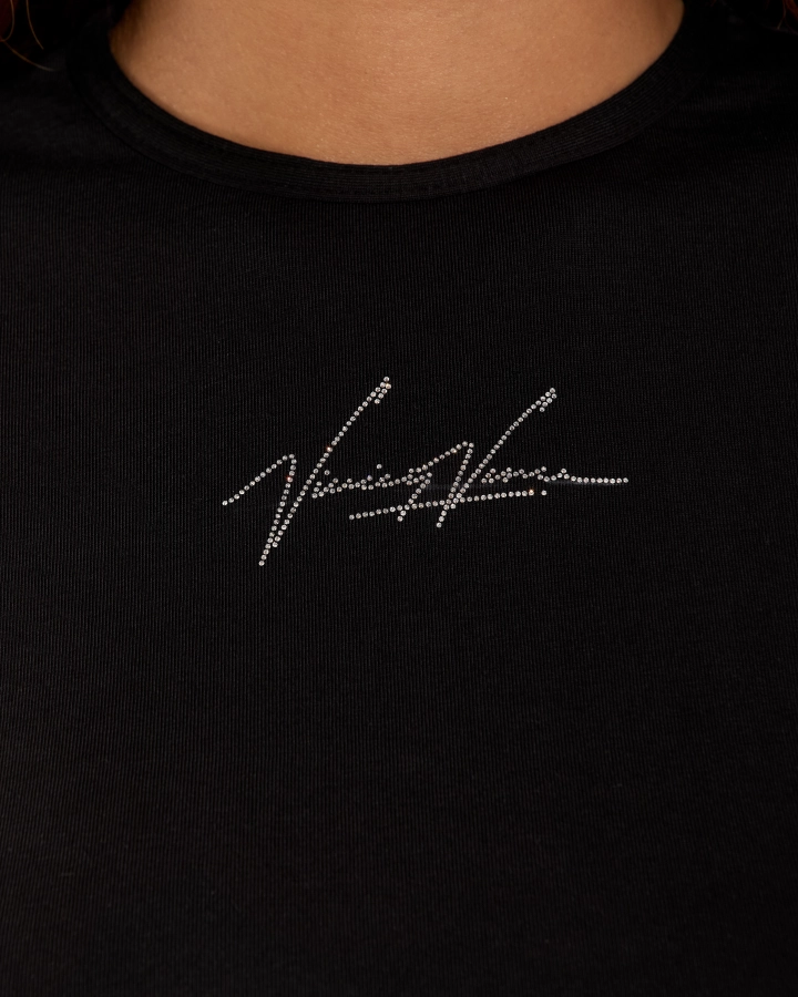 Krátke bavlnené tričko so strieborným logom