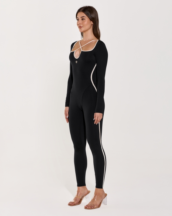 Elegant Long-Sleeved Overall with Lurex Detail