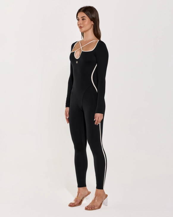 Elegant Long-Sleeved Overall with Lurex Detail