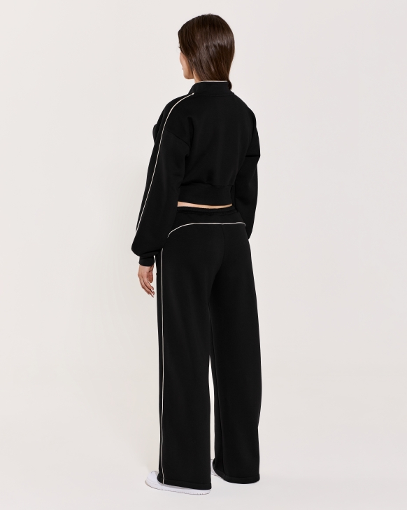 Black Zipper Hoodie Set