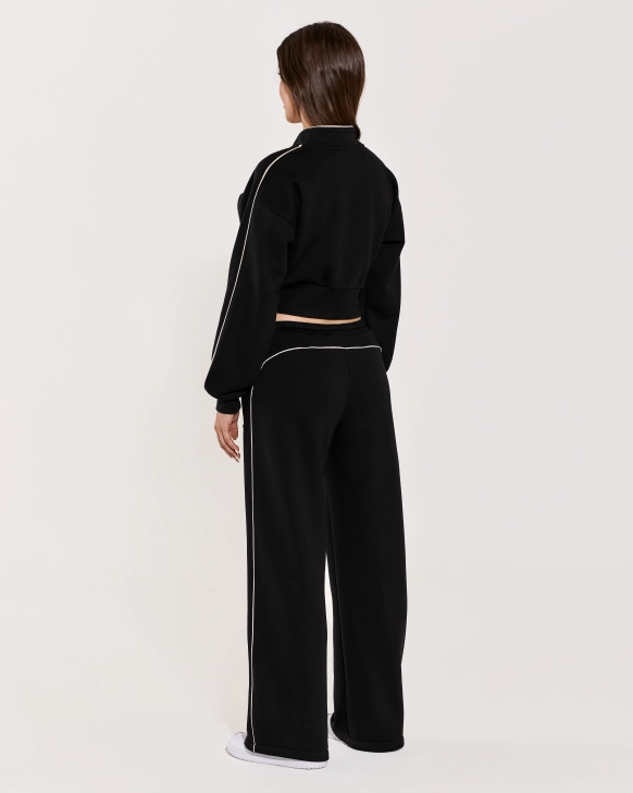 Black Zipper Hoodie Set