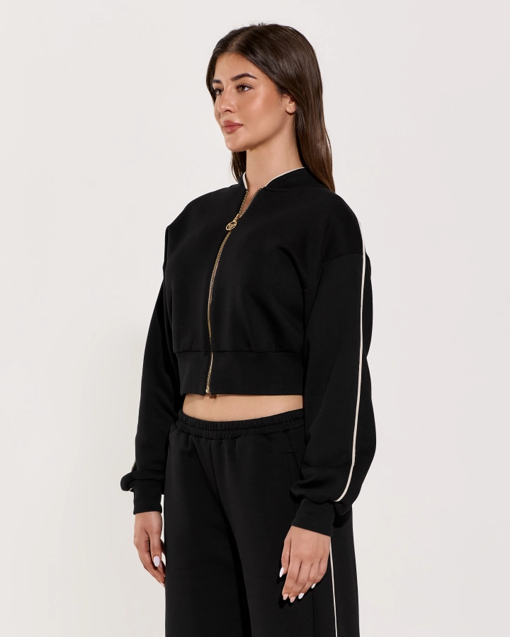 Accolade Cropped Jumper with Zip and Lurex Strap