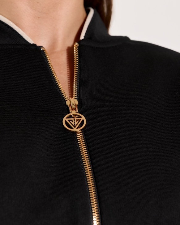 Black Zipper Hoodie Set