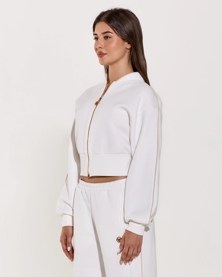 Accolade Cropped Jumper with Zip and Lurex Strap