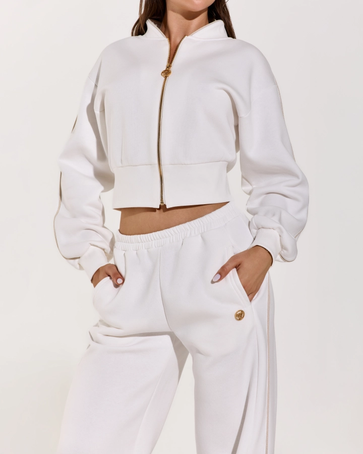 Accolade Cropped Jumper with Zip and Lurex Strap