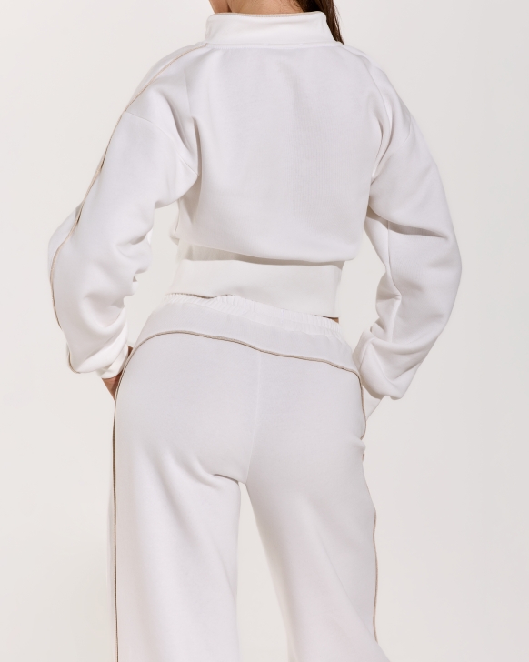 White Zipper Hoodie Set