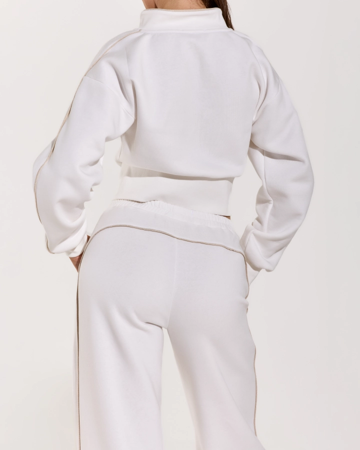 White Zipper Hoodie Set