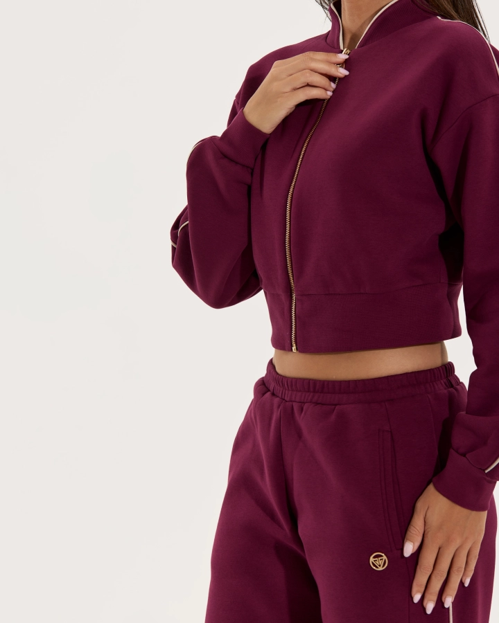 Cropped mikina Accolade so zipsom a lurexovým pásikom