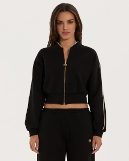 Black Zipper Hoodie Set