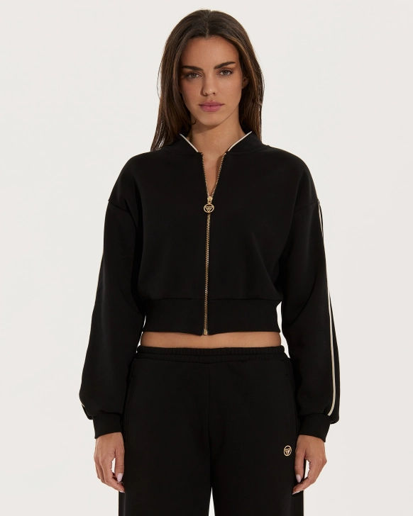Maglione corto Accolade con zip e fascia lurex