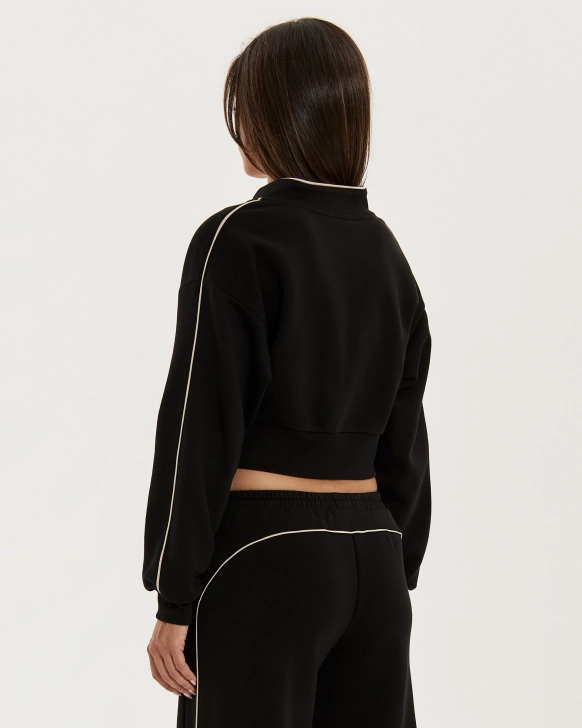 Maglione corto Accolade con zip e fascia lurex