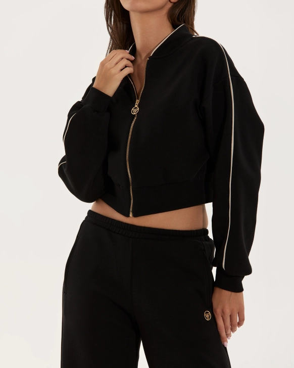 Maglione corto Accolade con zip e fascia lurex