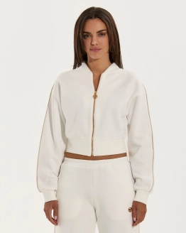 White Zipper Hoodie Set