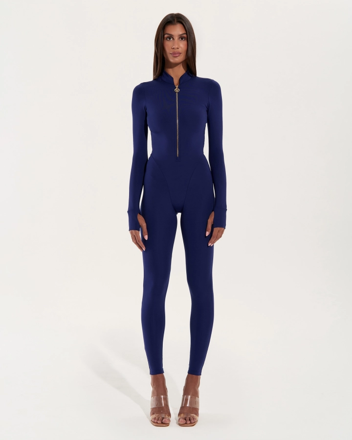 Jumpsuit with Gold Front Zip – Blue Rebel – 1. kép