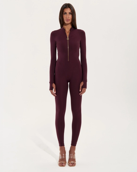 Overal na zips s dlhým rukávom – Burgundy