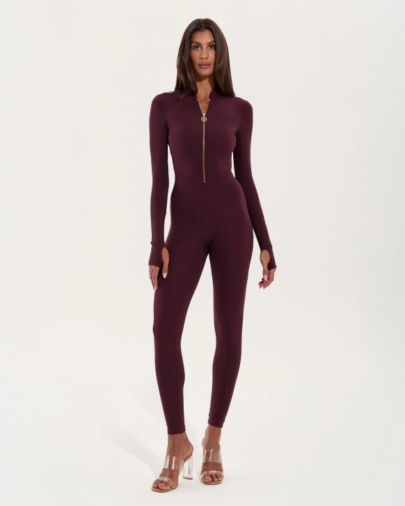 Overal na zips s dlhým rukávom – Burgundy