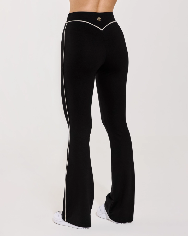 Pantaloni a zampa con strisce laterali in lurex