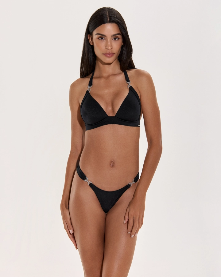 Sutien Bikini Triunghi Push-Up Cu Lănțișor Argintiu