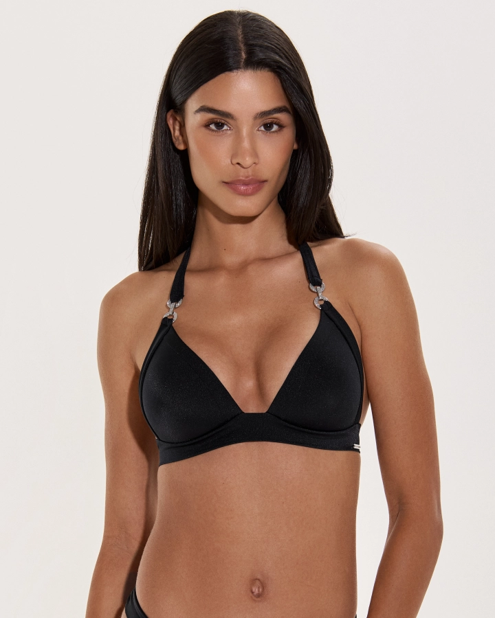 Sutien Bikini Triunghi Push-Up Cu Lănțișor Argintiu