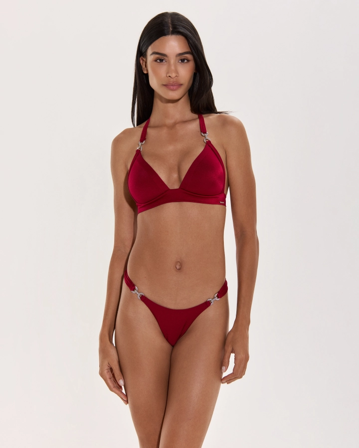 Sutien Bikini Triunghi Push-Up Cu Lănțișor Argintiu