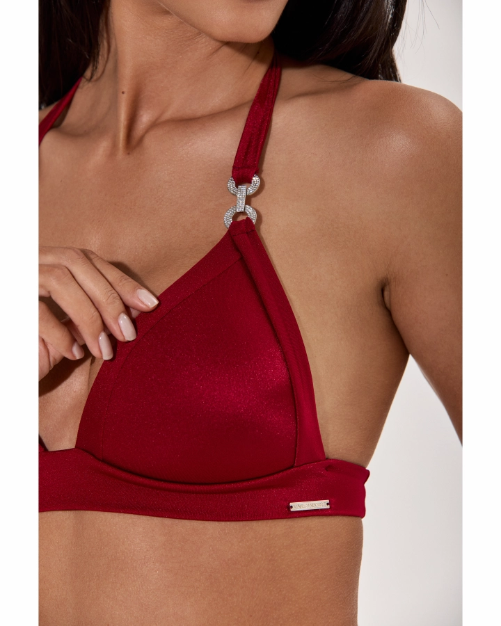 Sutien Bikini Triunghi Push-Up Cu Lănțișor Argintiu