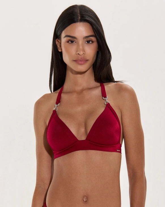 Top Bikini Triunghi Push-Up Cu Detalii Tip Lanț