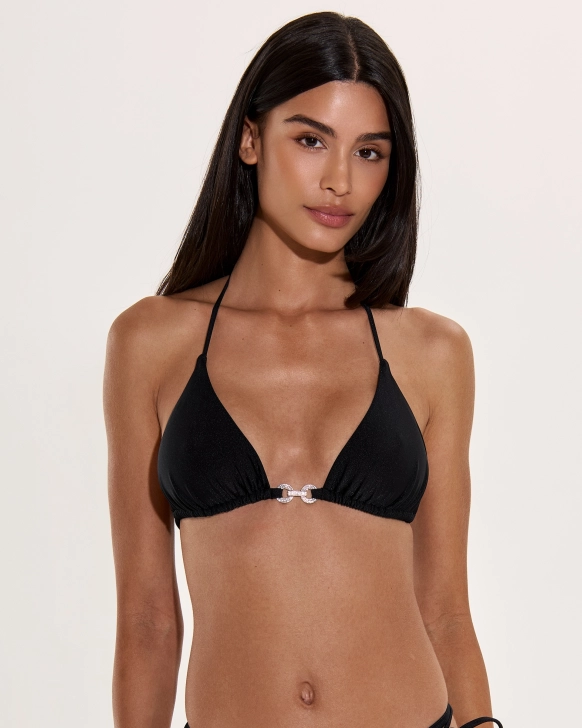 Haut De Bikini Triangle Avec Détails Chaîne Et Bonnets Ajustables