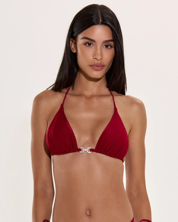 Top Bikini Triunghi Cu Detalii Tip Lanț Și Cupe Ajustabile