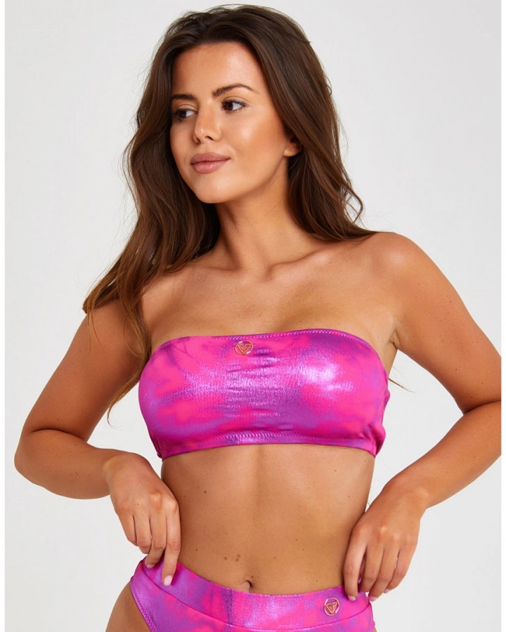Without push-up strapless bandeau bikini top