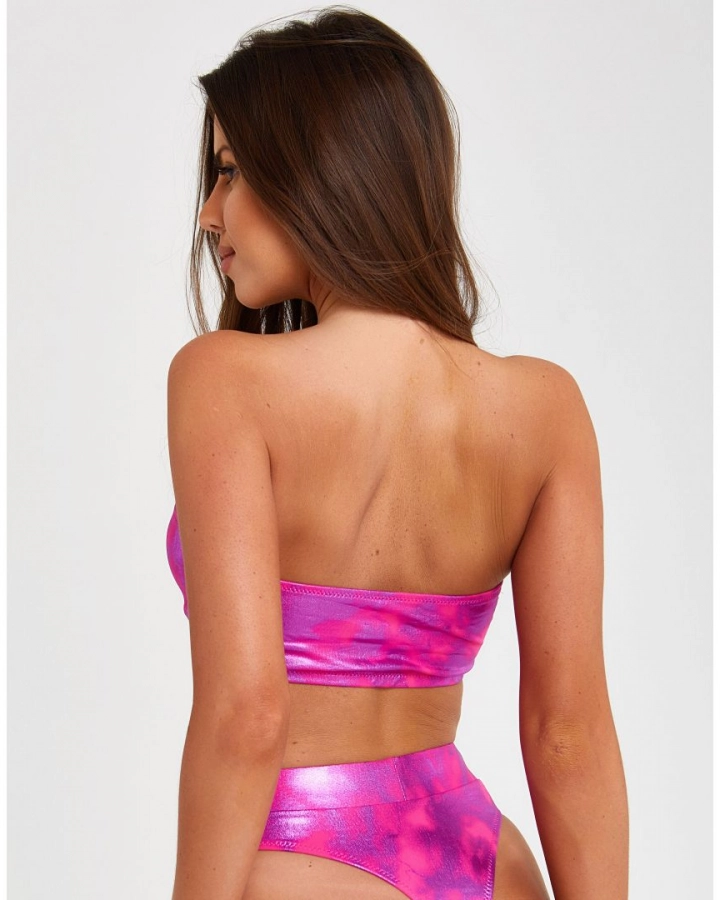 Without push-up strapless bandeau bikini top