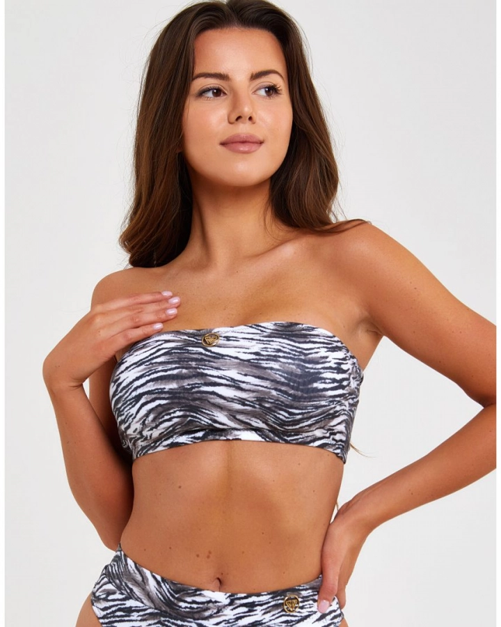 Without push-up strapless bandeau bikini top