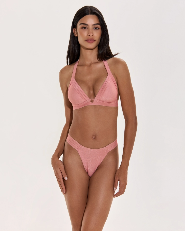 Sutien Bikini Triunghi Push-Up Din Lurex Cu Bretele Late
