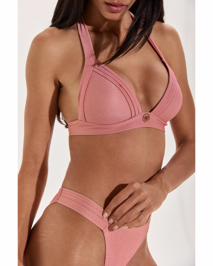 Sutien Bikini Triunghi Push-Up Din Lurex Cu Bretele Late