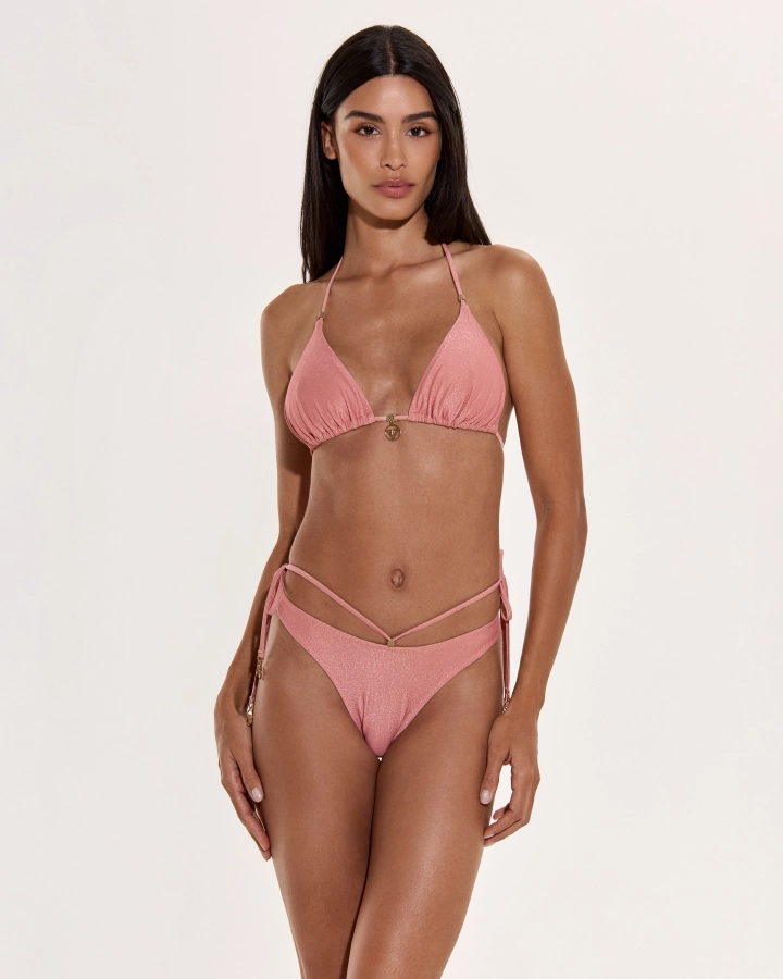 Lurex Háromszög Bikini Felső Logóval És Állítható Kosarakkal