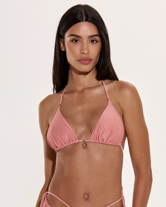 Lurex Háromszög Bikini Felső Logóval És Állítható Kosarakkal