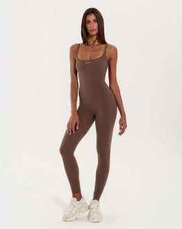 Logo Lettering Fitness Jumpsuit – HAZELNUT – 3. kép