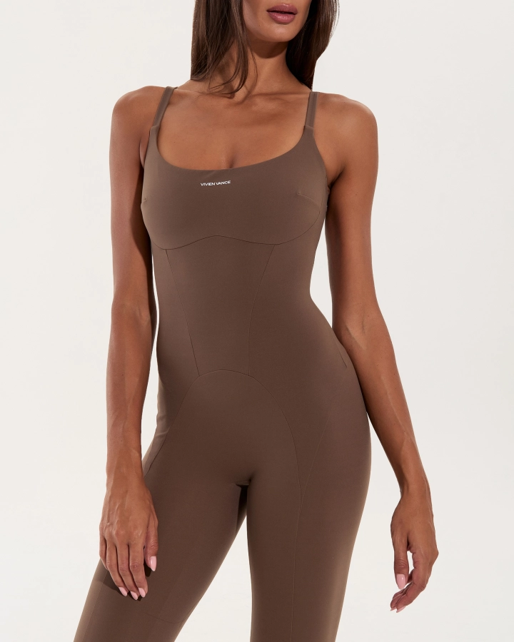 Logo Lettering Fitness Jumpsuit – HAZELNUT – 4. kép