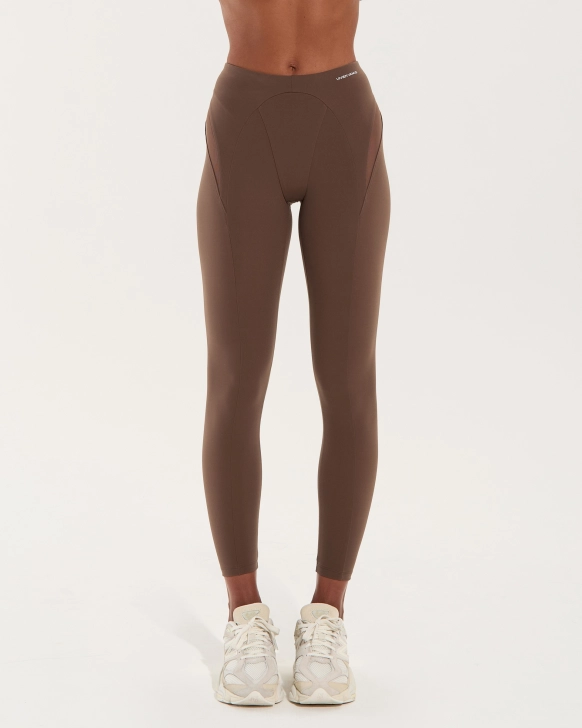 Fitness Leggings with Sheer Panels – HAZELNUT