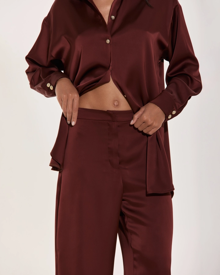 Pantaloni Cu Picior Larg Satin