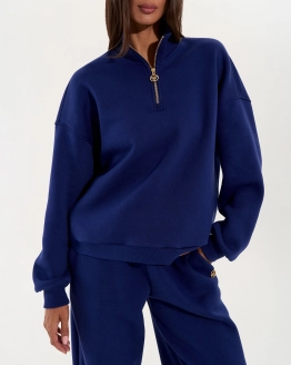 Oversize mikina na zips – Blue Rebel – 4. kép