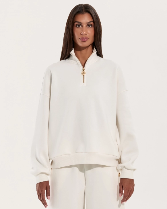 Oversize mikina na zips – WHITE