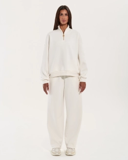 Oversize mikina na zips – WHITE – 5. kép