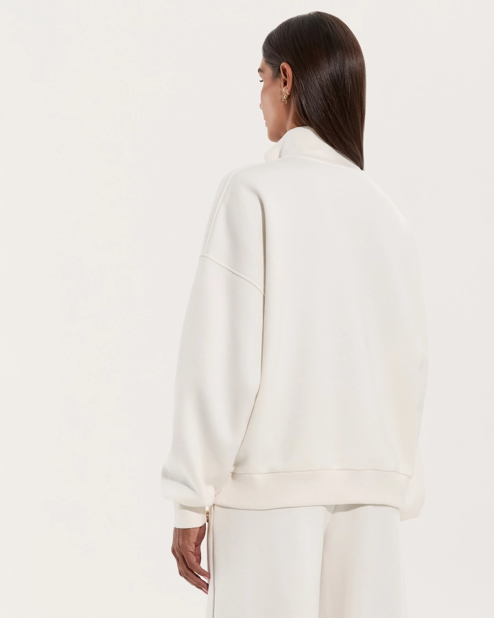 Oversize mikina na zips – WHITE – 2. kép
