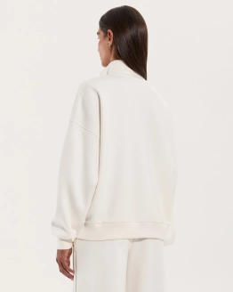 Oversize mikina na zips – WHITE – 2. kép