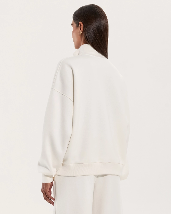 Oversize mikina na zips – WHITE – 2. kép